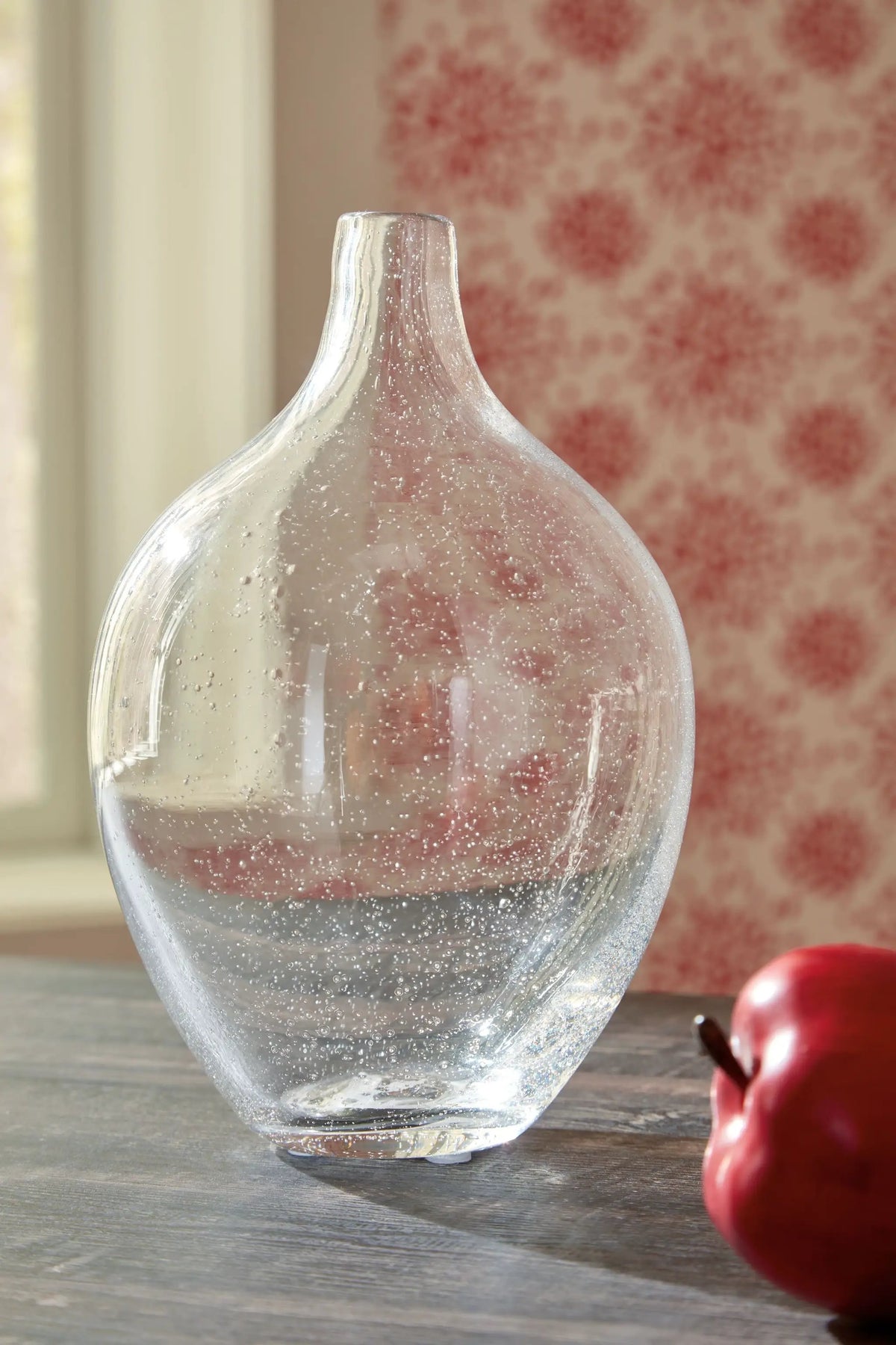Kurthorne Clear Seeded Glass Vase | Weathered Beauty | Casual Charm | 9 Inch Height