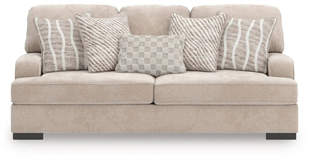 High Profile Sofa | 94 x 45 x 41 in | Fabric & Wood | Taupe