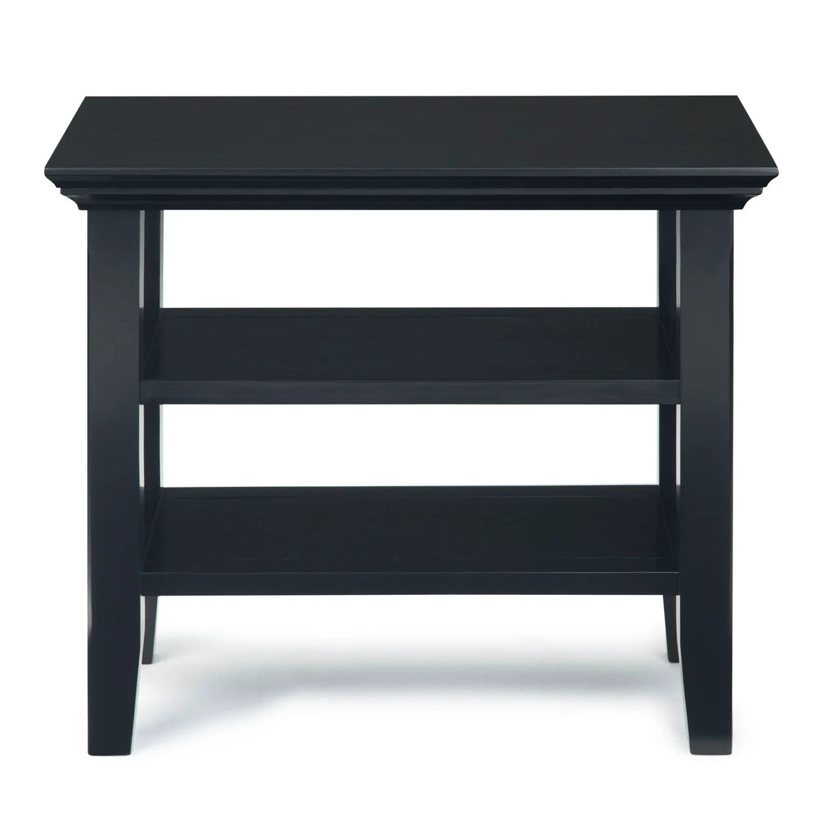 Acadian Narrow Side Table | Handcrafted Solid Wood | 2 Open Storage Shelves | 24 Inch Height