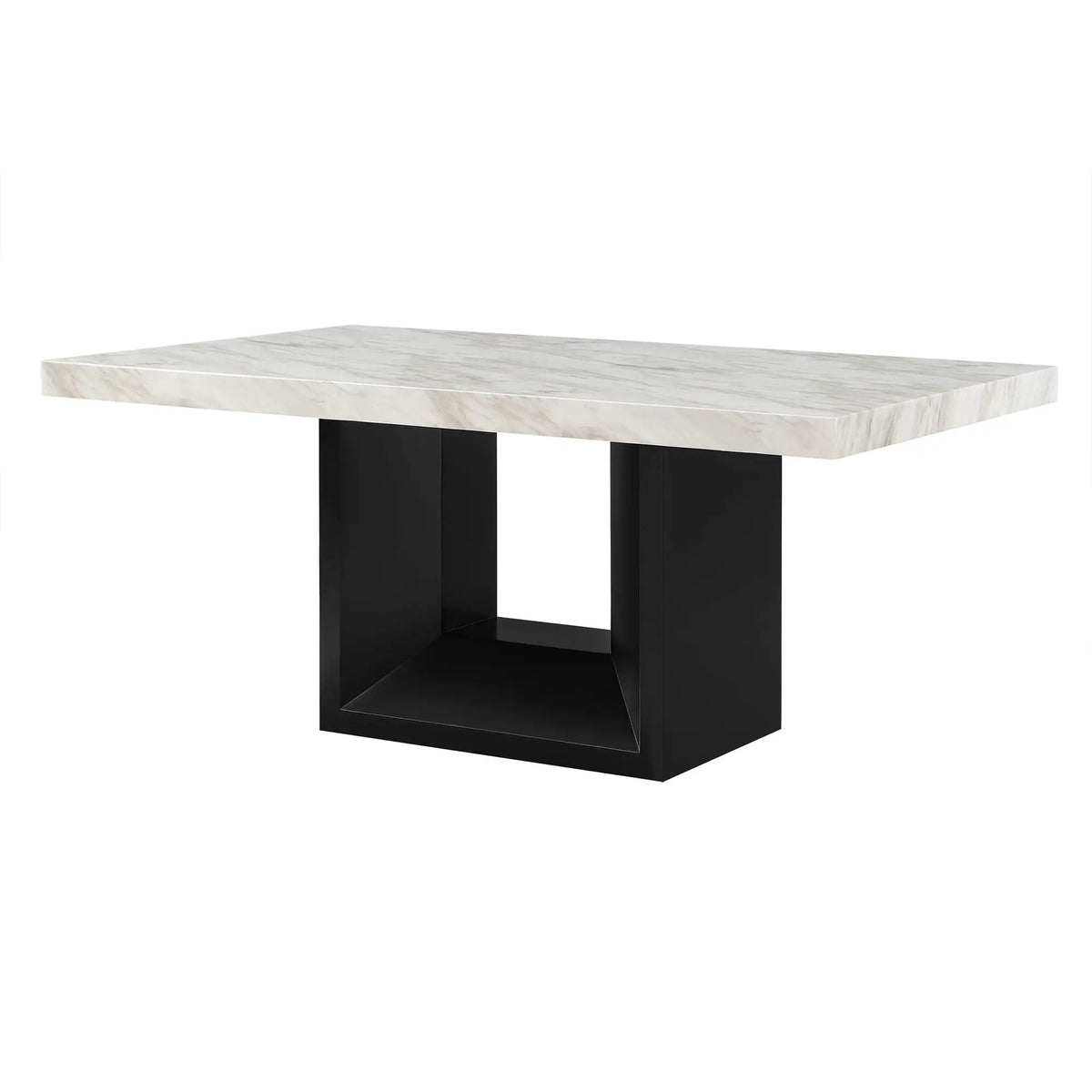 Sheena Dining Table | 70 Inch Width | Faux Marble Top | Natural Wood Look