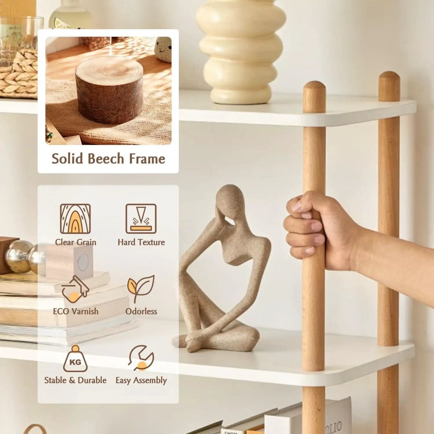 3 Tier Wooden Shelf Bookcase Oak Free Standing Unit from PriceLows™