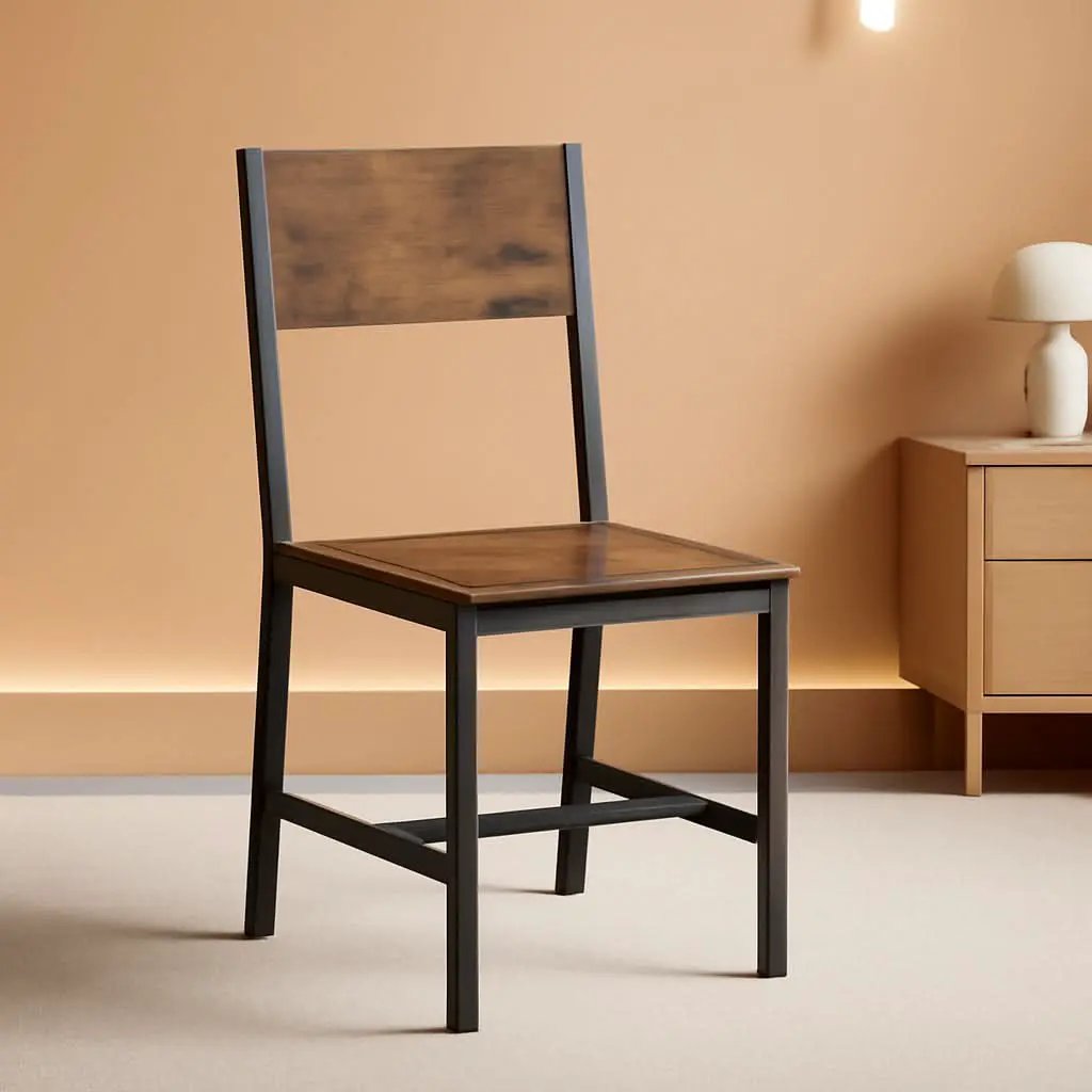 Dining Chair Set Of 2 Rustic Wood Chairs With Metal Frame Two Tone from PriceLows™