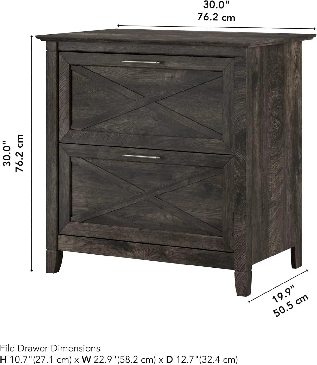 Key West 2 Drawer Lateral File Cabinet Dark Gray Hickory from PriceLows™
