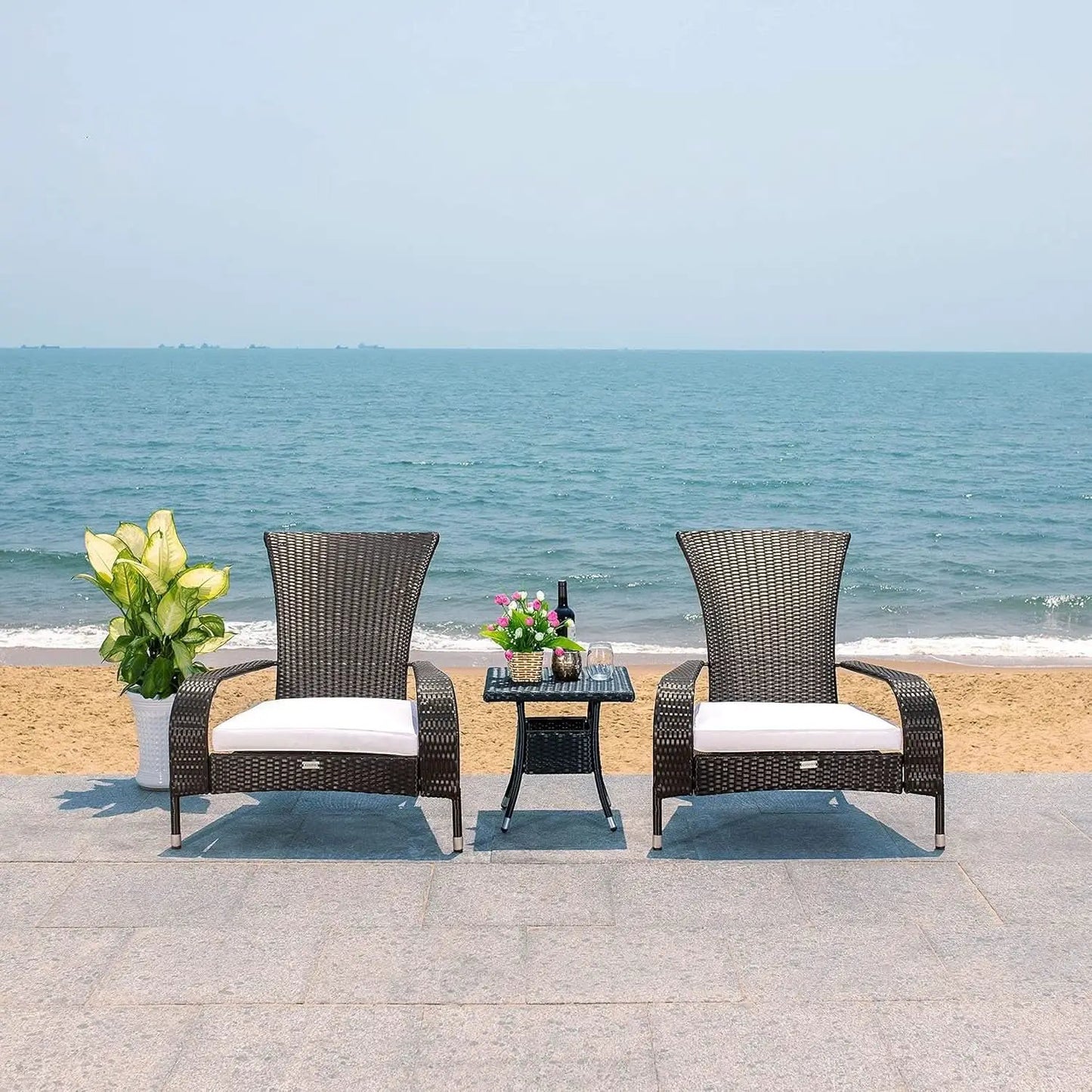 Outdoor Edna Black White Cushion 3 Piece Patio Lounge Set from PriceLows™