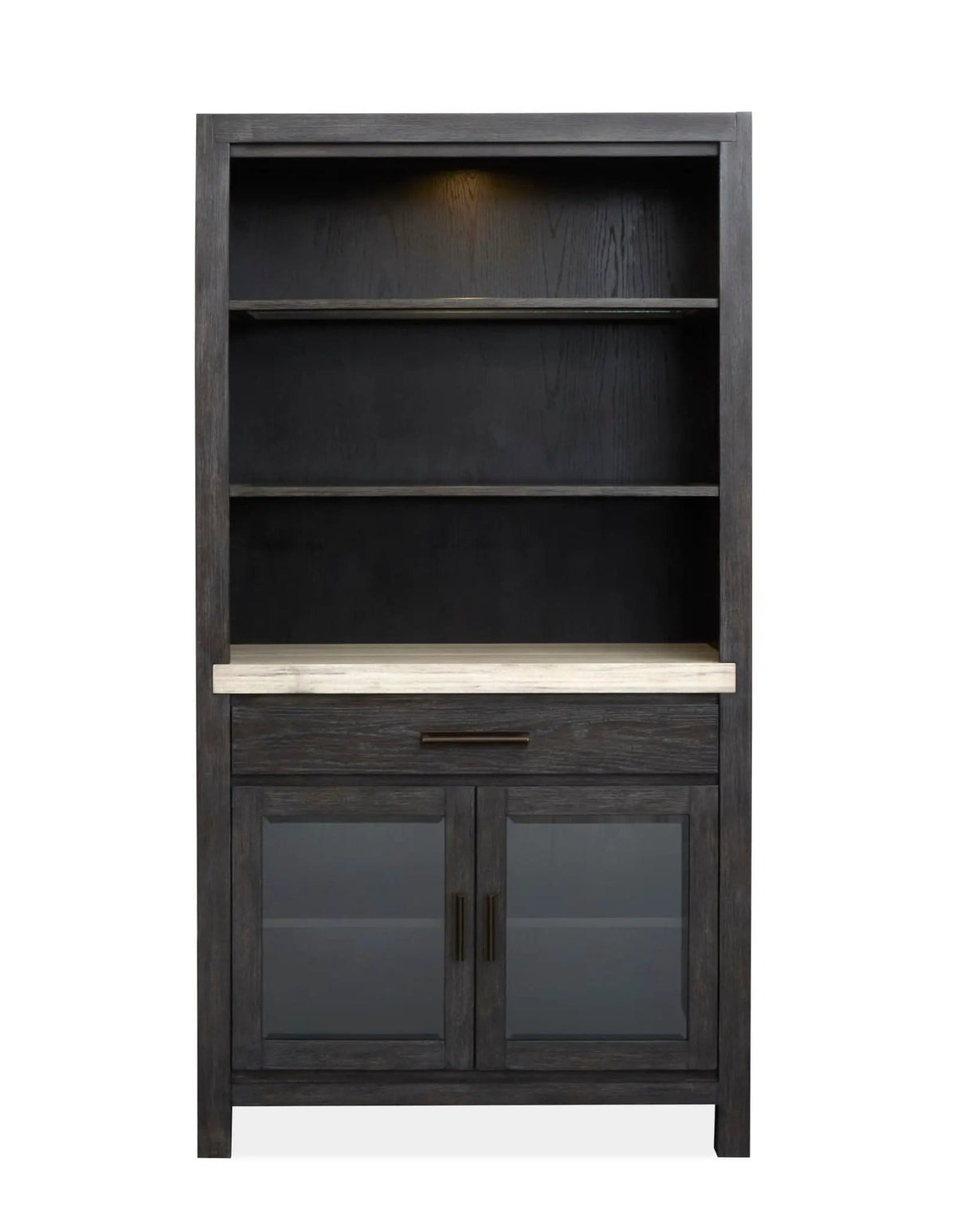 Plum Creek Display Cabinet | 2 Pieces | Oak Veneer & Fabric | Home