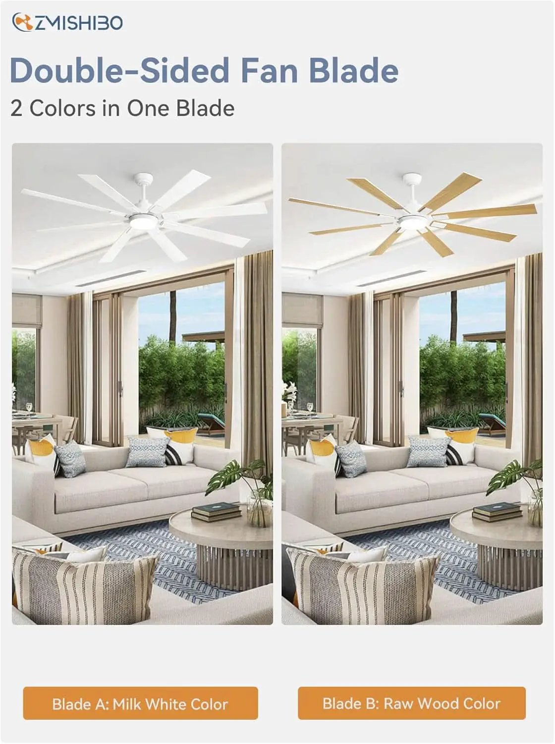 72 Inch White Ceiling Fan With Lights And Remote DC Motor from PriceLows™