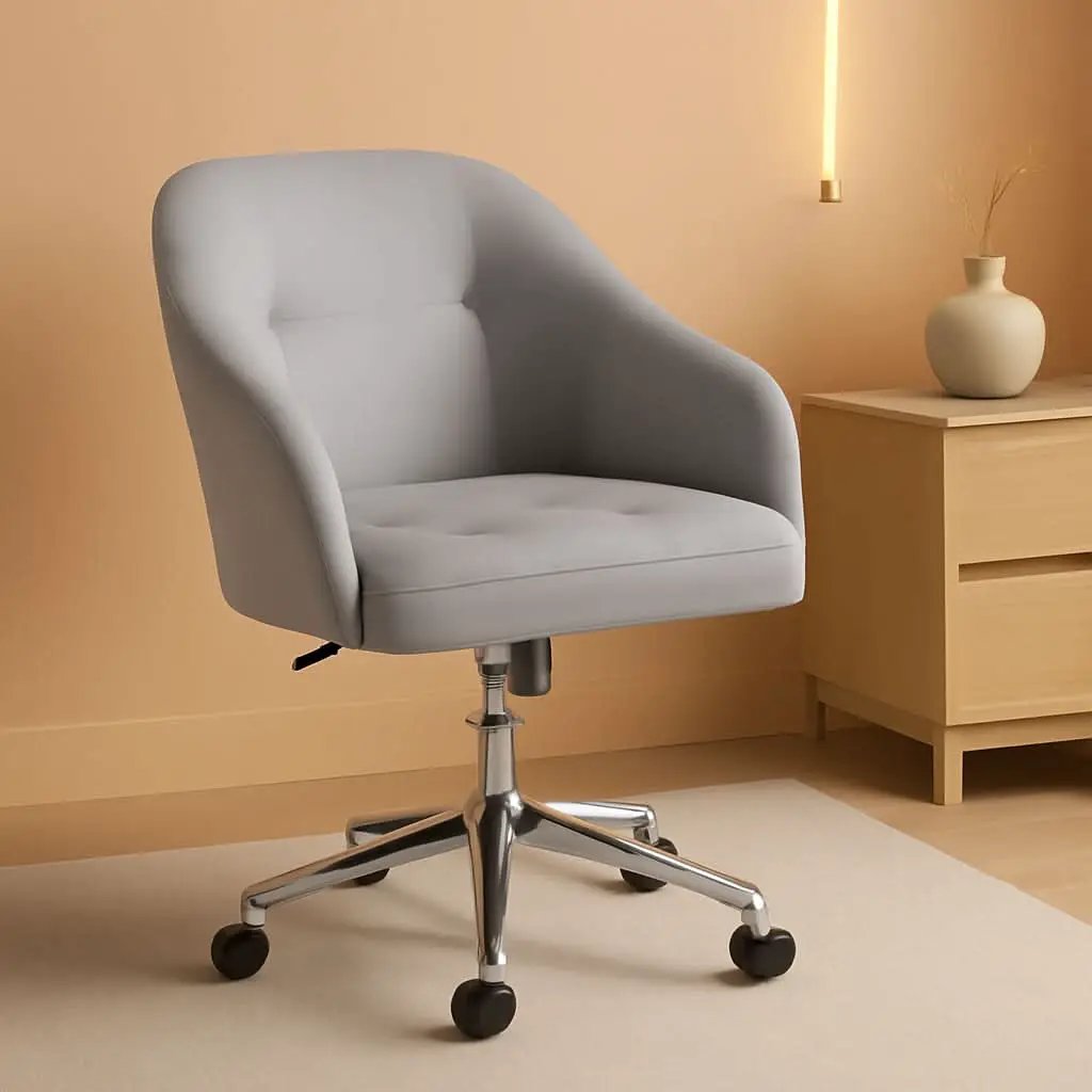Light Gray Velvet Desk Chair With Adjustable Tilt Arm from PriceLows™