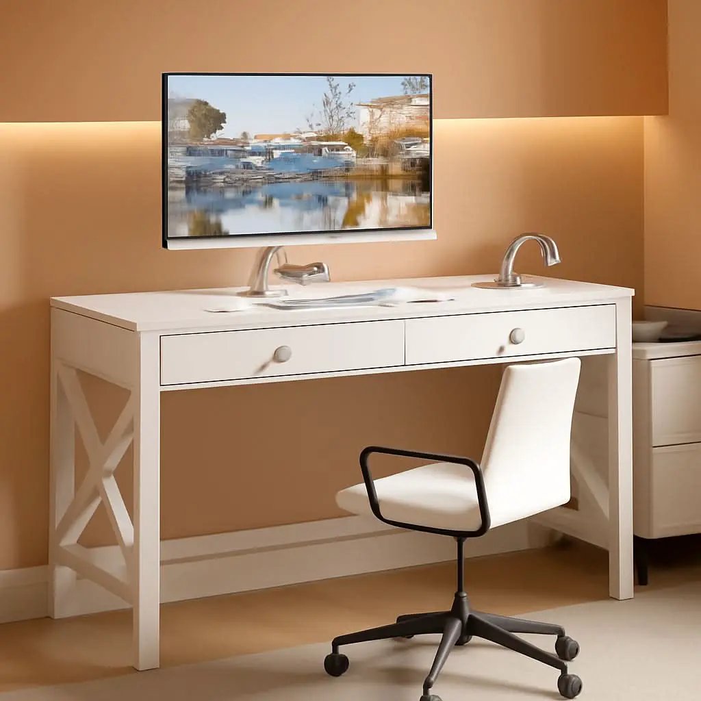40 Inch White Computer Desk For Home Office Use And Study from PriceLows™