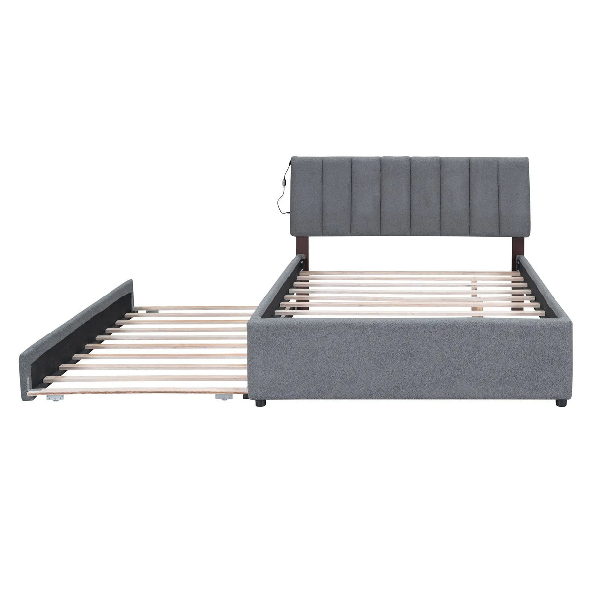 Upholstered Platform Bed | Trundle Included | Comfortable Design | 76 Inch Length