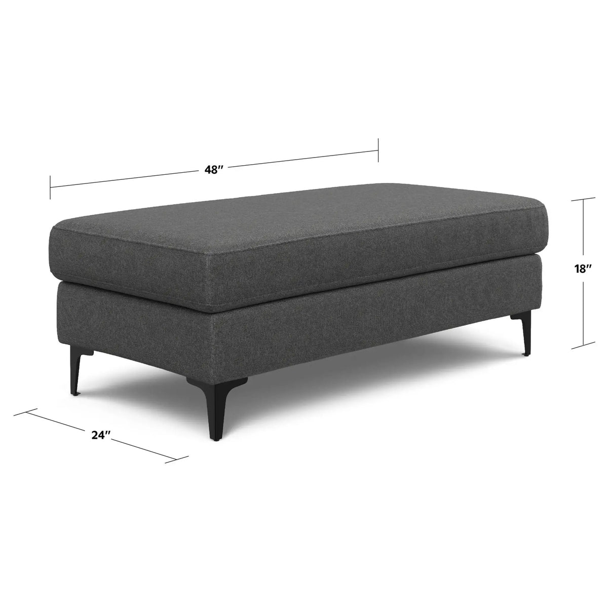 Ava Mid Century Ottoman | Performance Fabric | 100% Recycled Material | 36 Inch Width