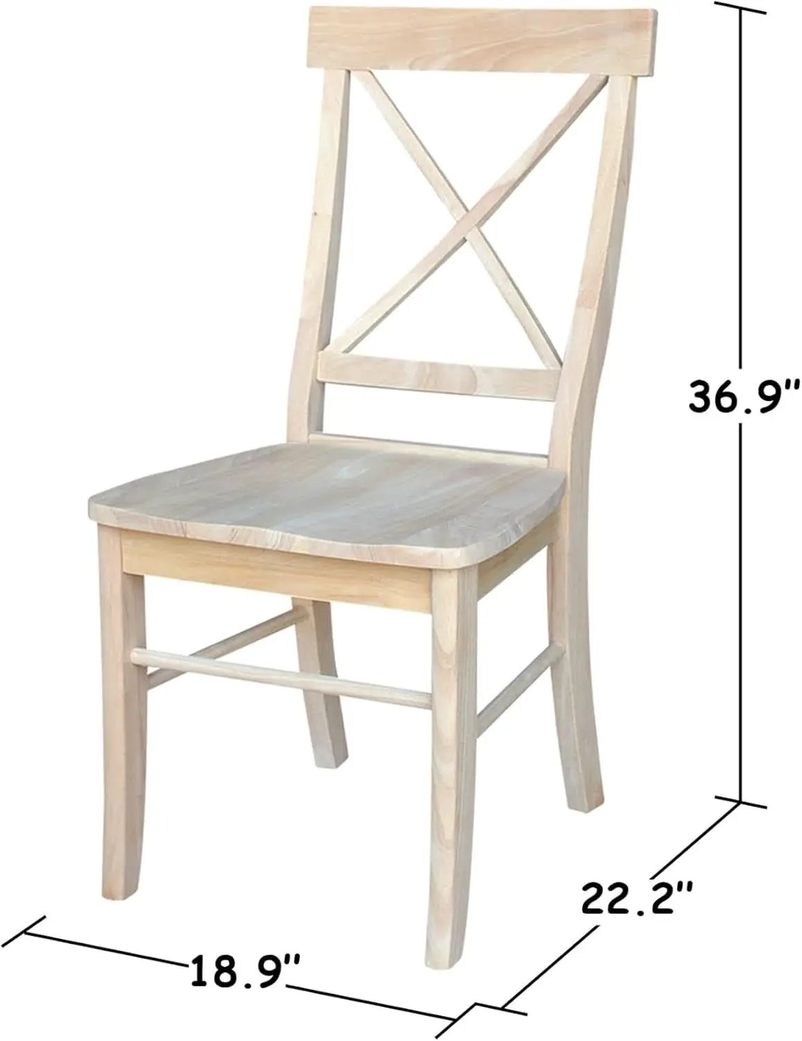 X Back Dining Chairs Set Of 2 In Unfinished Parawood from PriceLows™