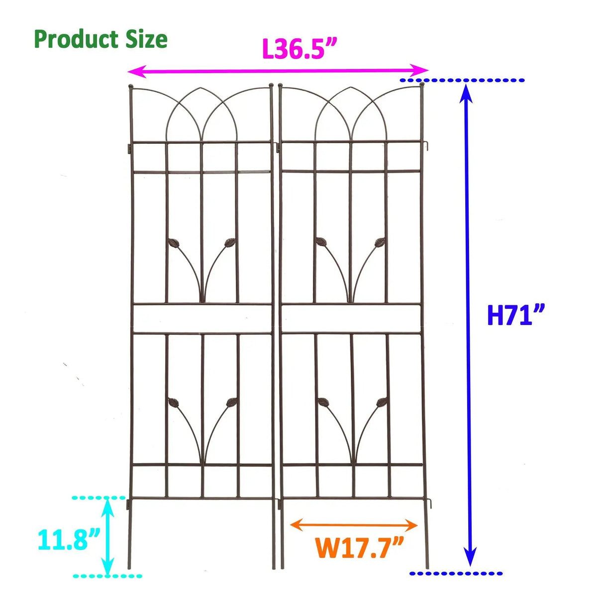 Metal Garden Trellis | Rustproof | 36.5 Inch Width | 71 Inch Height