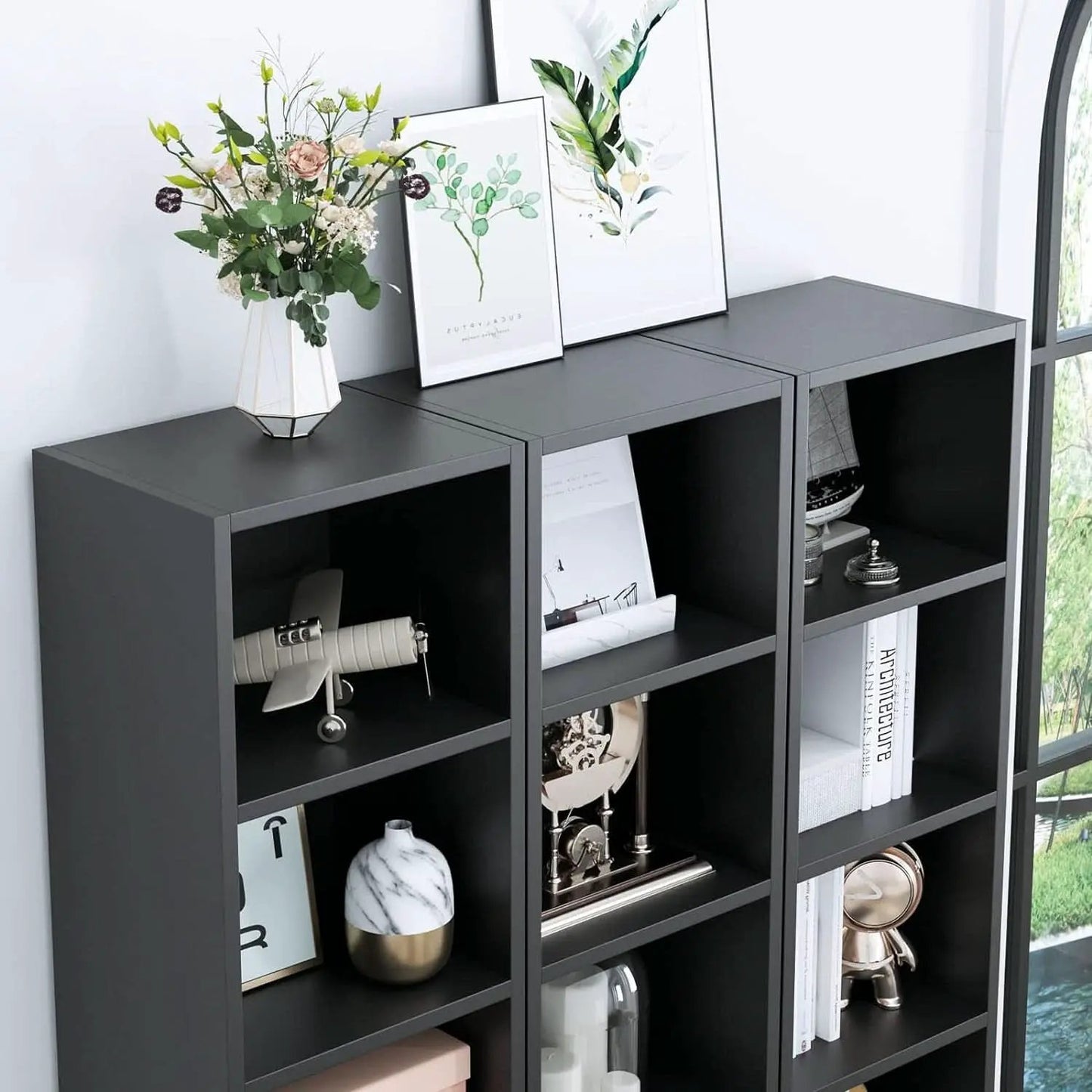 8 Tier Media Tower Rack With Adjustable Shelves Black 70 Inch Tall from PriceLows™
