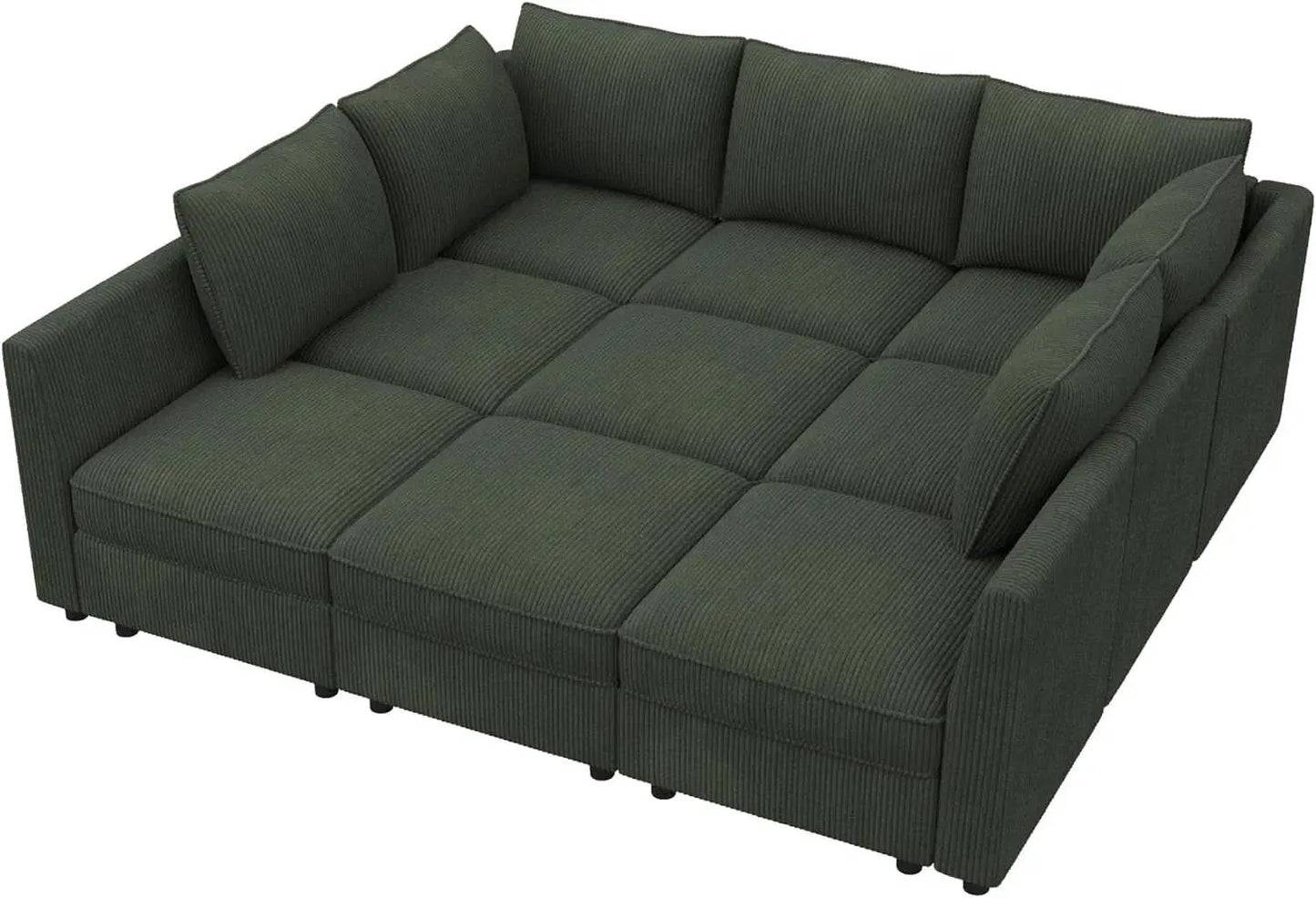 Emerald Green Modular Sleeper Sofa With Hidden Storage Compartment from PriceLows™