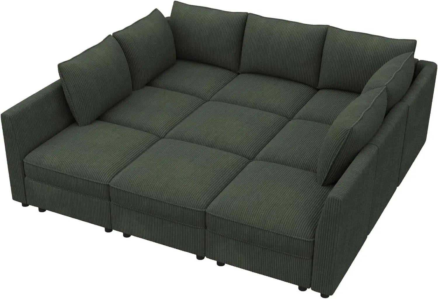 Emerald Green Modular Sleeper Sofa With Hidden Storage Compartment from PriceLows™