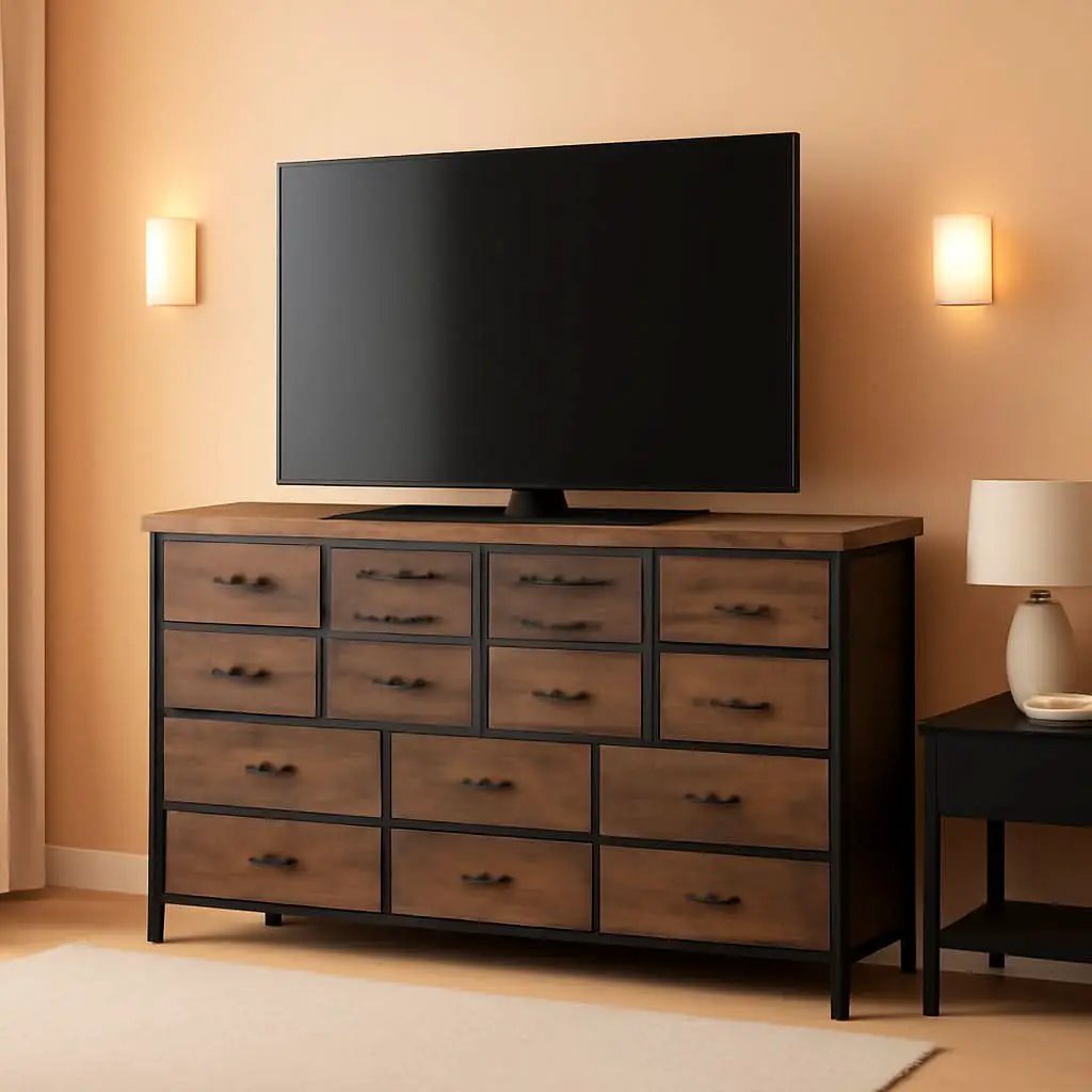 51.1 Inch TV Stand Dresser With 16 Drawers Charging Station from PriceLows™