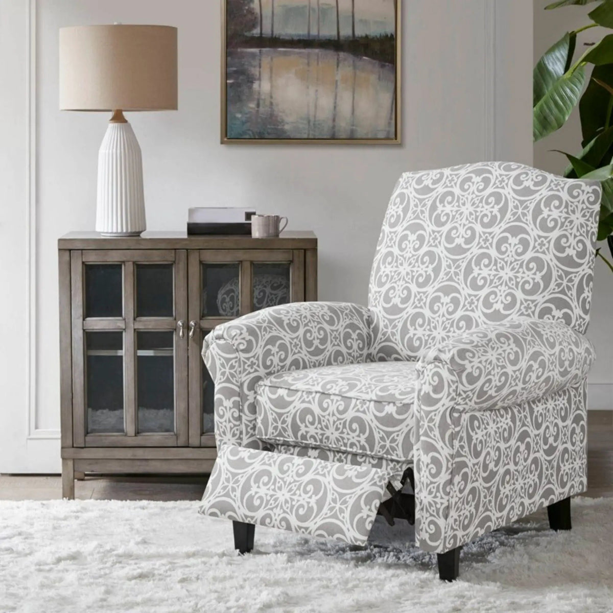 Kirby Transitional Push Back Recliner Chair | 300 Lb Capacity | High-Density Foam | No Tools Assembly