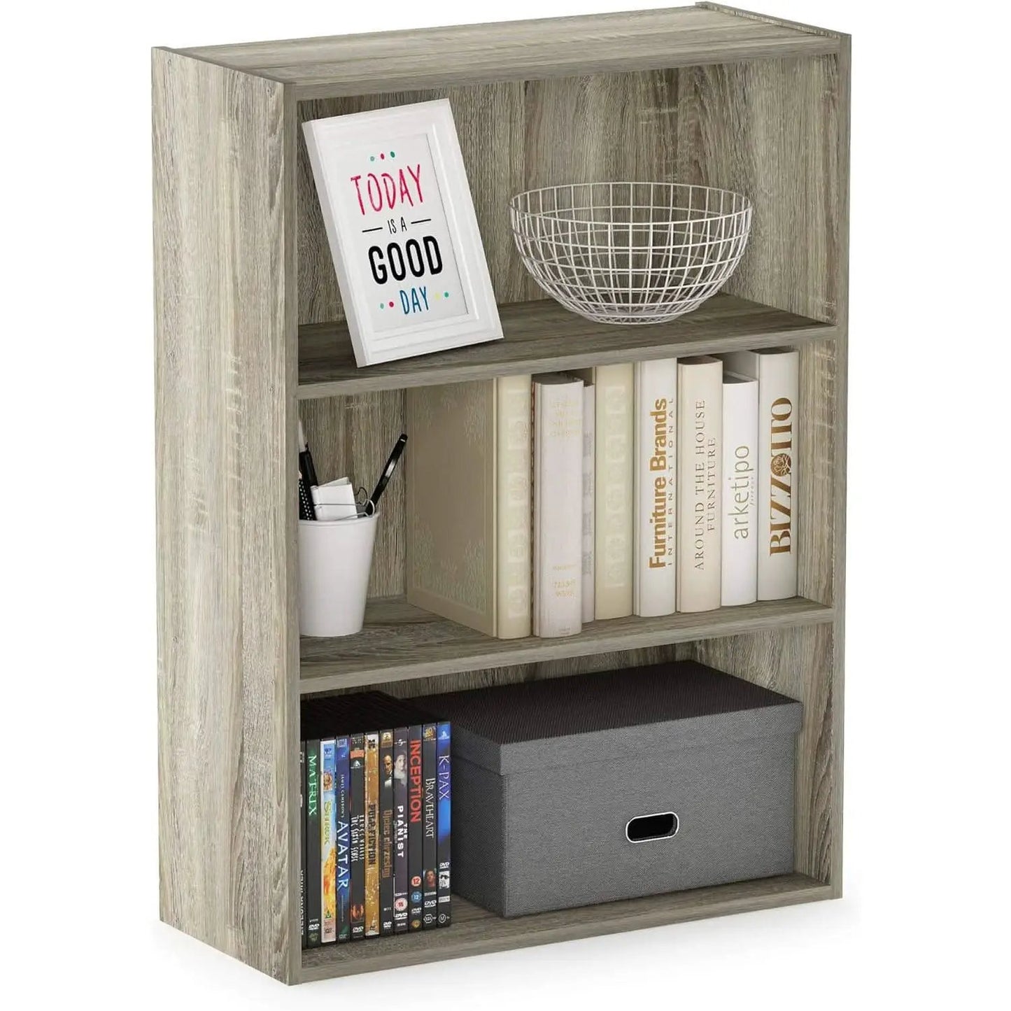 Pasir 3 Tier Open Shelf Bookcase Sonoma Oak Particle Board from PriceLows™