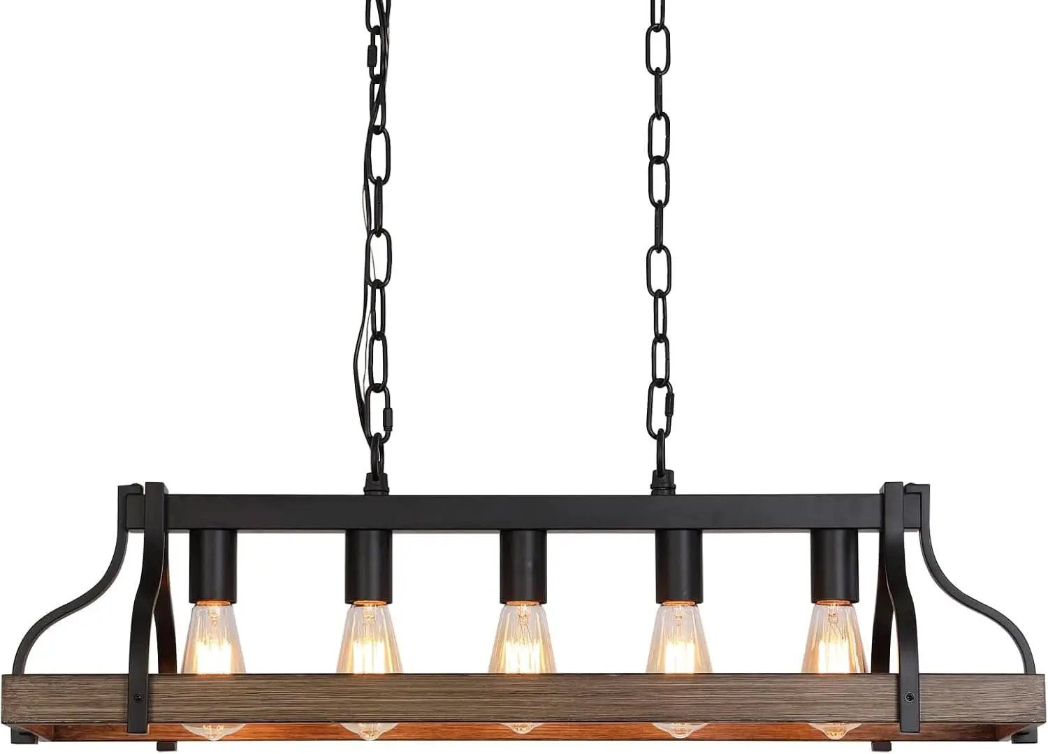 Rustic 5 Light Linear Chandelier Kitchen Island Black from PriceLows™