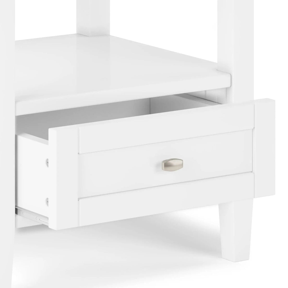Warm Shaker Solid Wood Table | Bottom Drawer | Open Shelf Storage