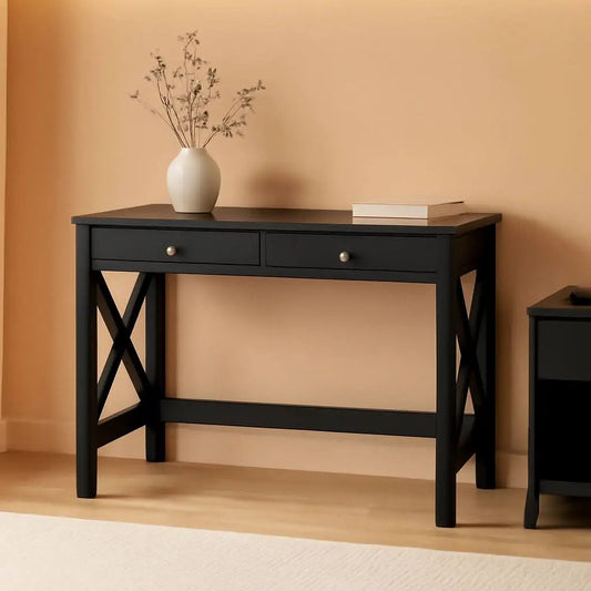 Black Home Office Desk With Drawers And Vanity Table from PriceLows™
