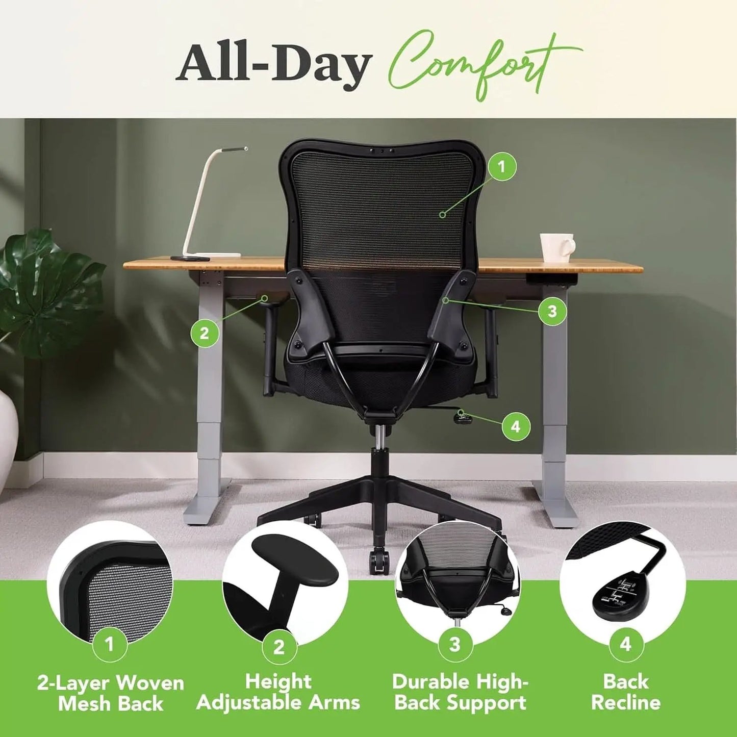 Wave High Back Ergonomic Office Chair With Breathable Mesh Back 360 Swivel from PriceLows™