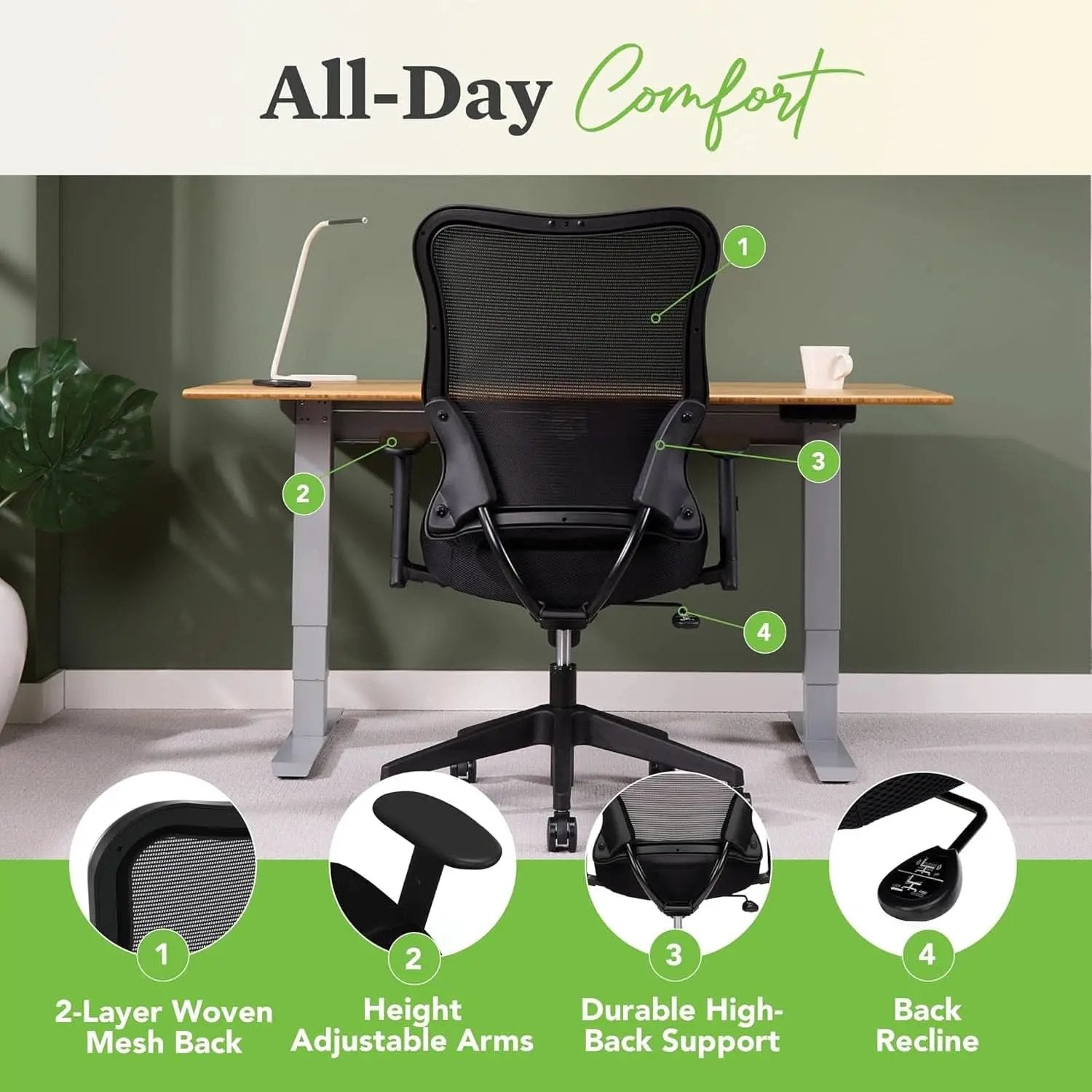 Wave High Back Ergonomic Office Chair With Breathable Mesh Back 360 Swivel from PriceLows™