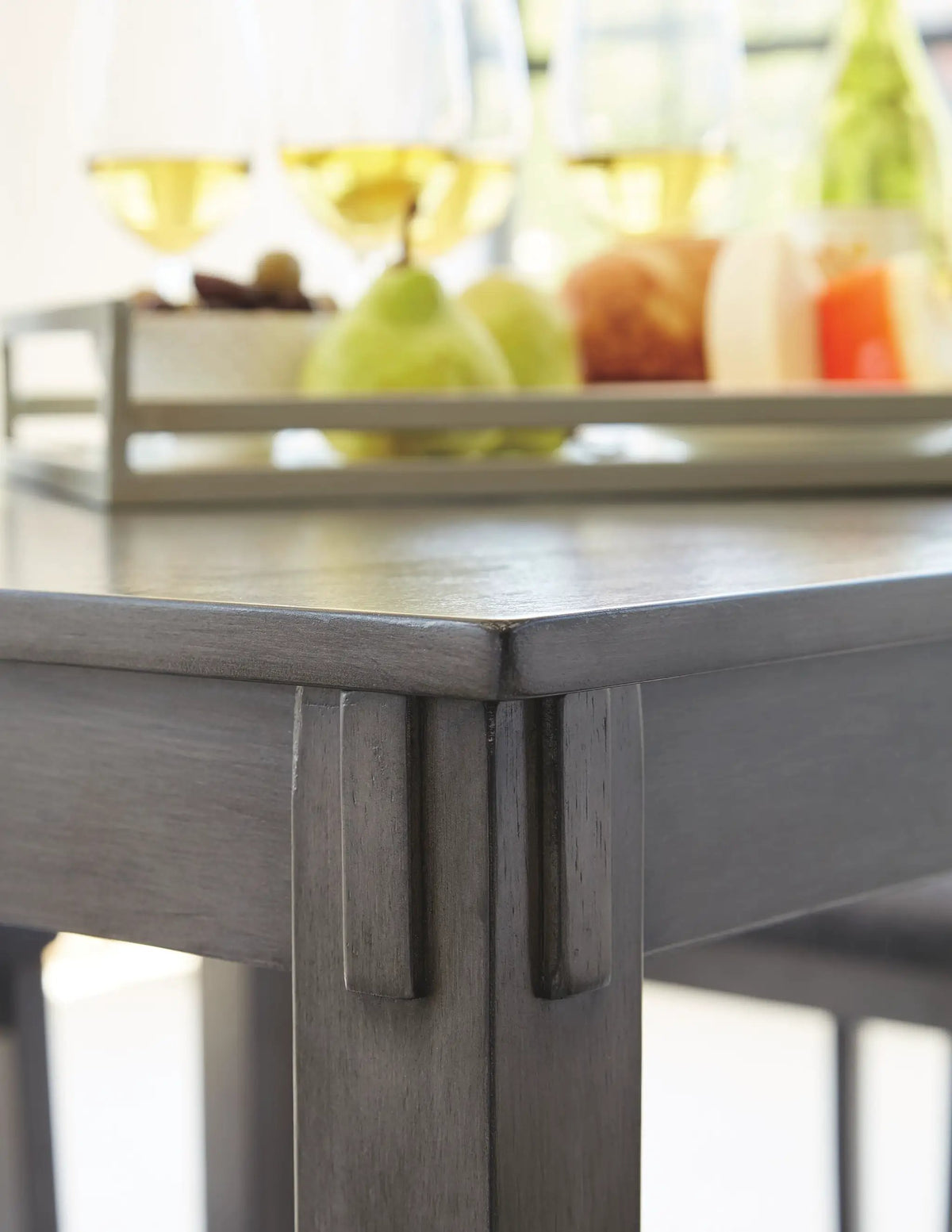 Bridson Square Counter Table Set | 5-Piece | 42.13 Inch Width | Gray