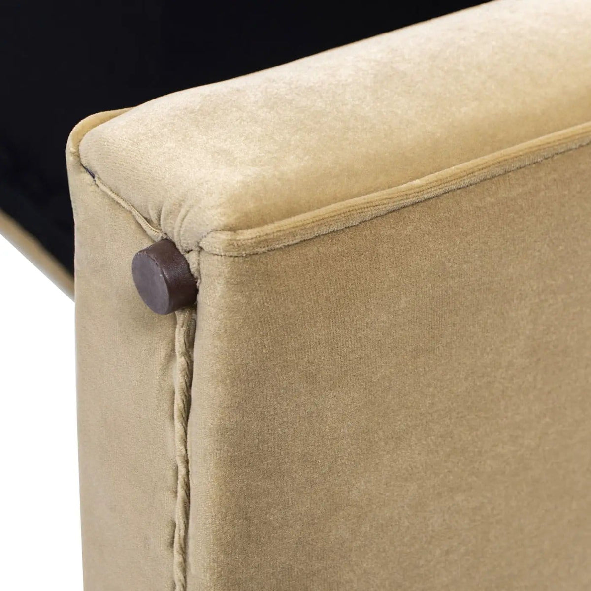 Mason Arched Arm Bench With Bolster Pillows | 60.5 x 18 x 25 in | Velvet & Polyester | Camel Brown Beige