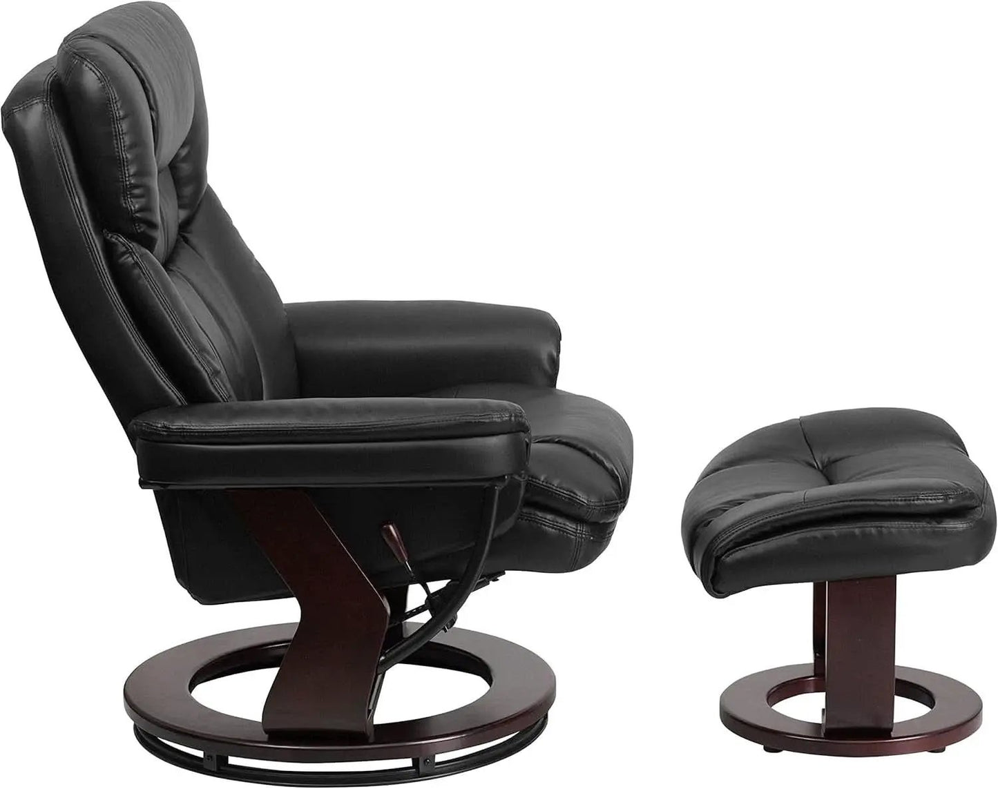Leathersoft Upholstered Recliner With Ottoman Black from PriceLows™