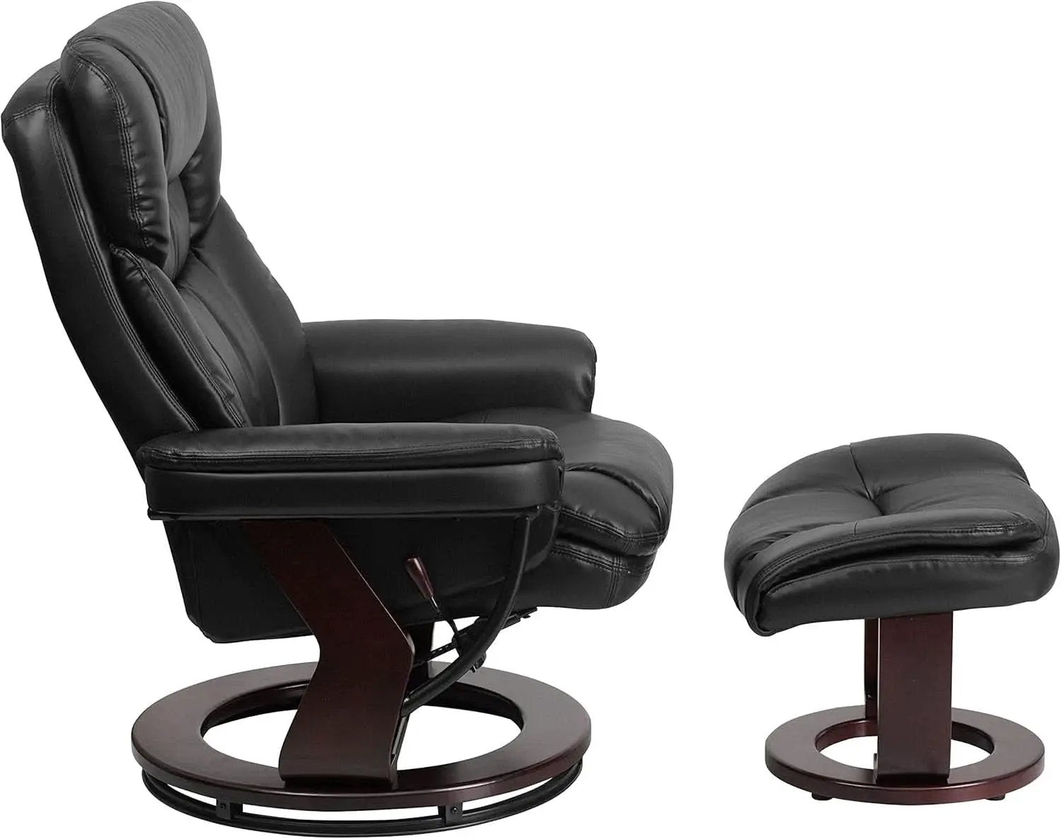 Leathersoft Upholstered Recliner With Ottoman Black from PriceLows™