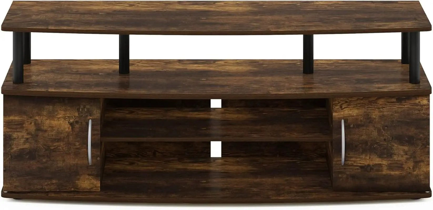 Jaya Amber Pine TV Stand for 55 Inch TV Open Shelves Black from PriceLows™