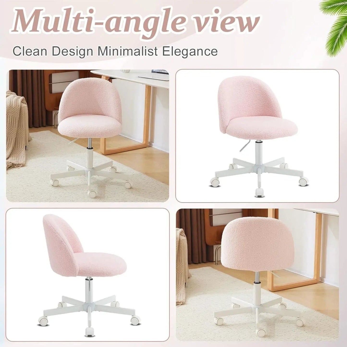 Pink Teddy Desk Chair With Lumbar Support And Wheels from PriceLows™