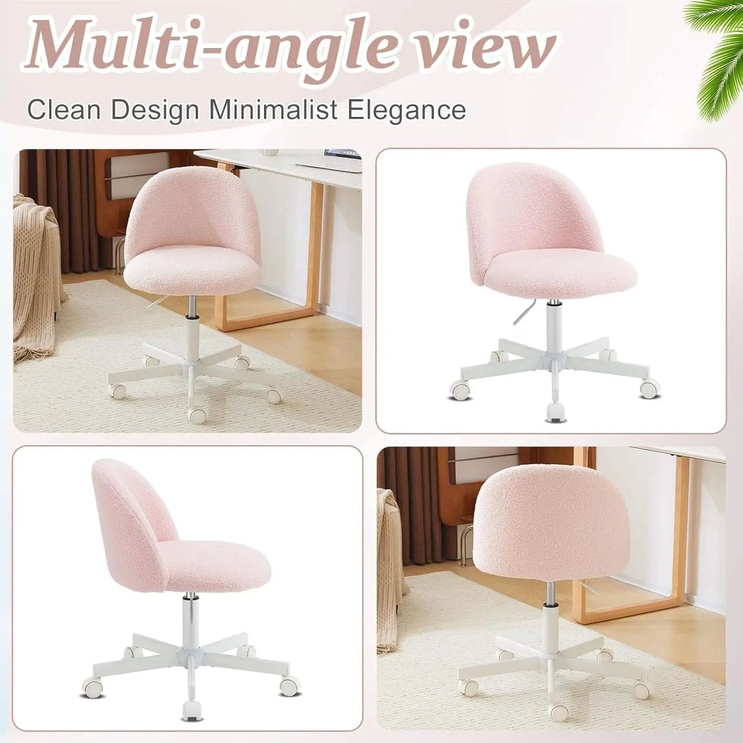Pink Teddy Desk Chair With Lumbar Support And Wheels from PriceLows™