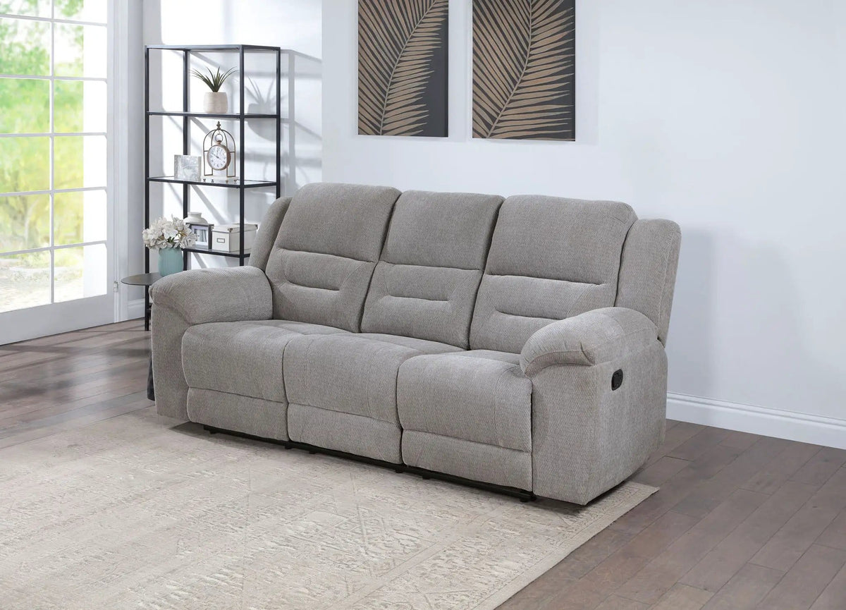 Gilson Chenille Upholstered Reclining Sofa | 89.75 x 40.5 x 41.75 in | Chenille | Grey