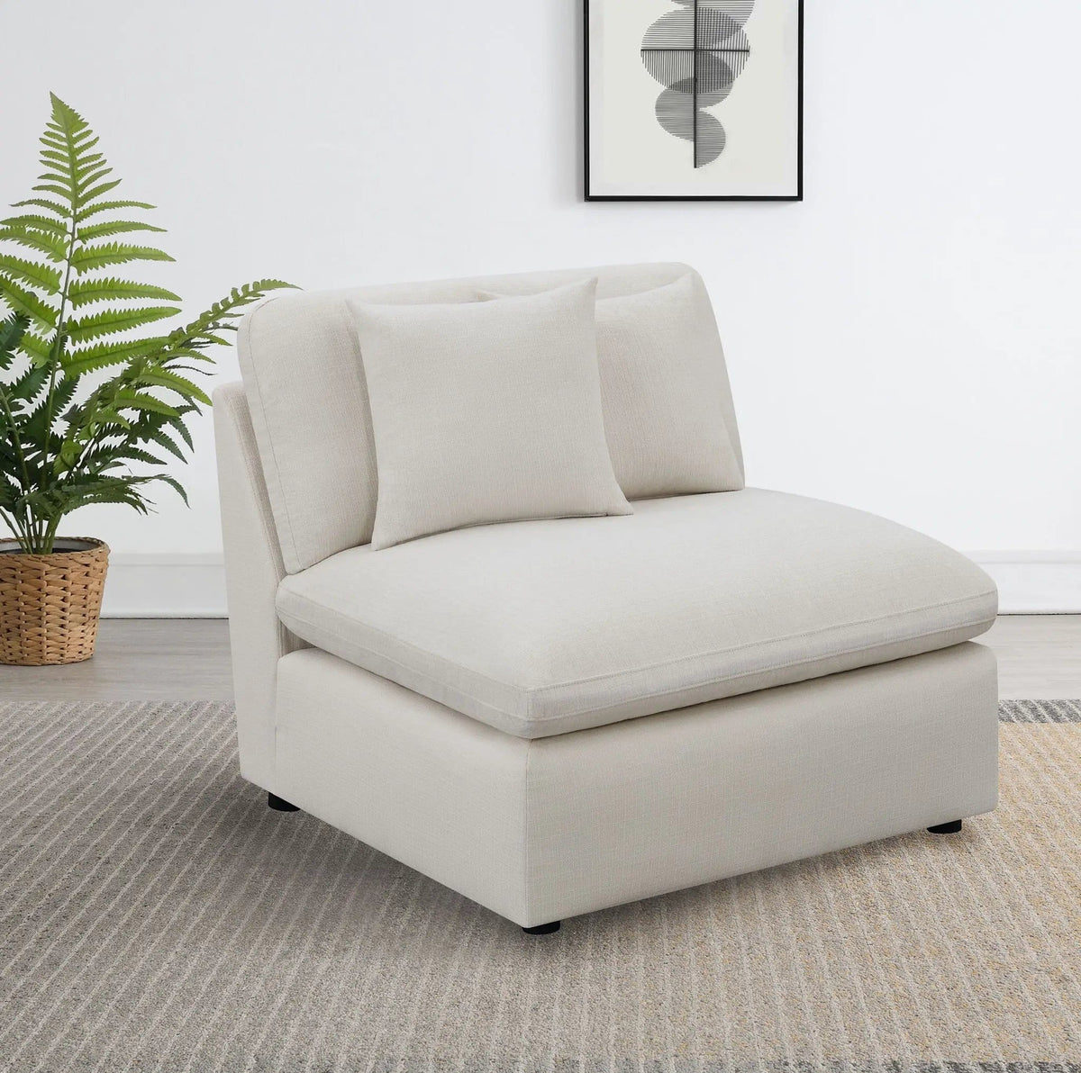 Hobson Upholstered Armless Chair | 38 x 40 x 34 in | Fabric | Ivory