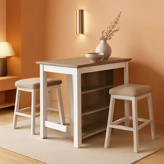 Whitewash Counter Height Dining Set With Barstools from PriceLows™