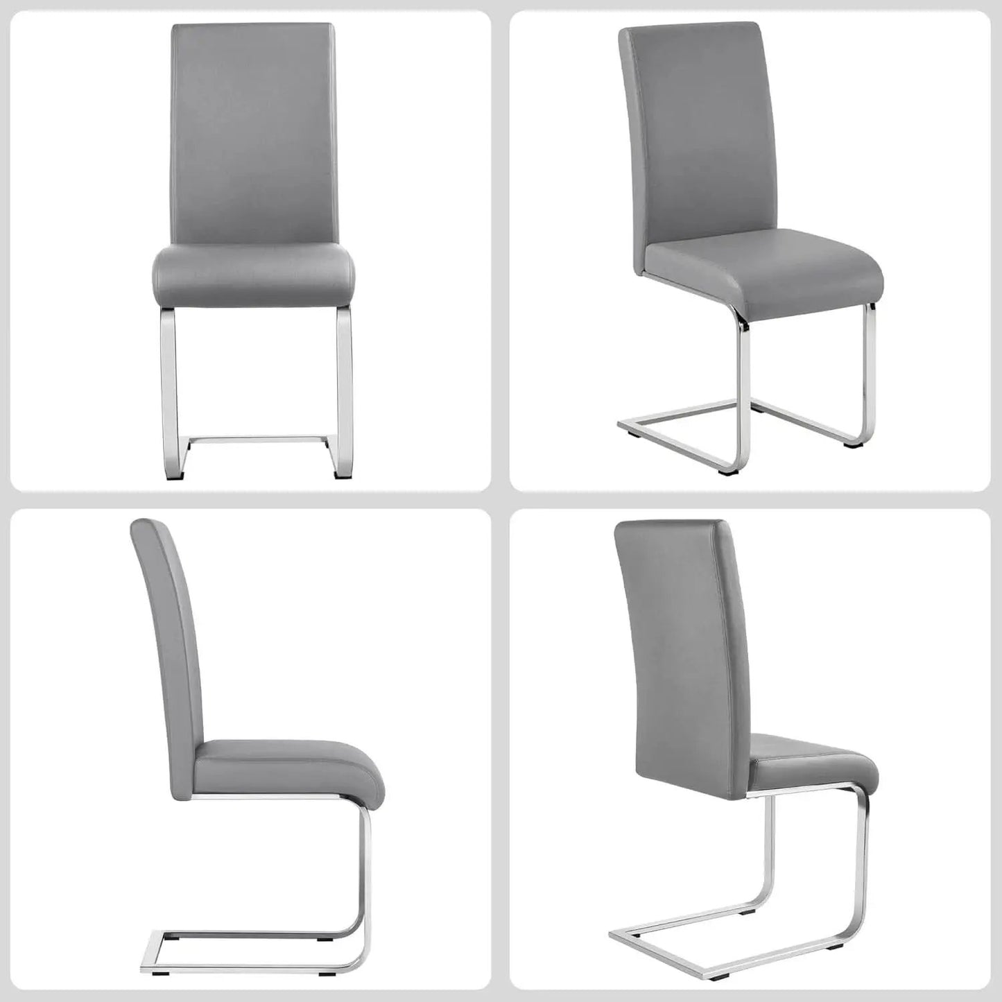 Gray PU Leather Dining Chairs For Kitchen Set Of 2 from PriceLows™