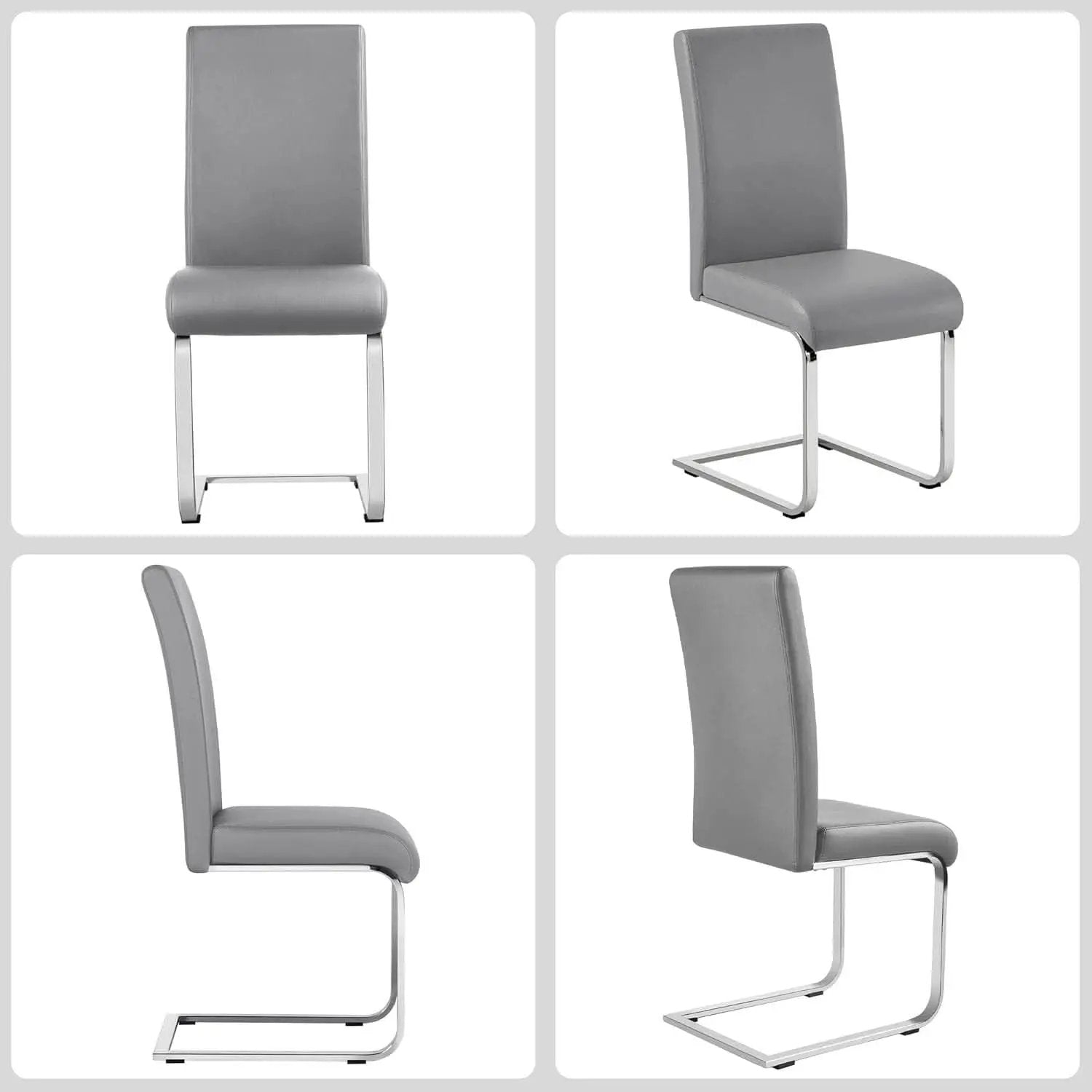 Gray PU Leather Dining Chairs For Kitchen Set Of 2 from PriceLows™