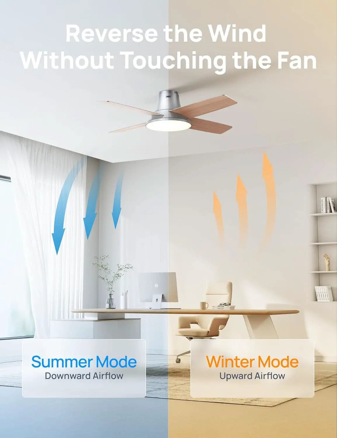 Smart Ceiling Fan 44 Inch Silver With Dimmable LED Light from PriceLows™
