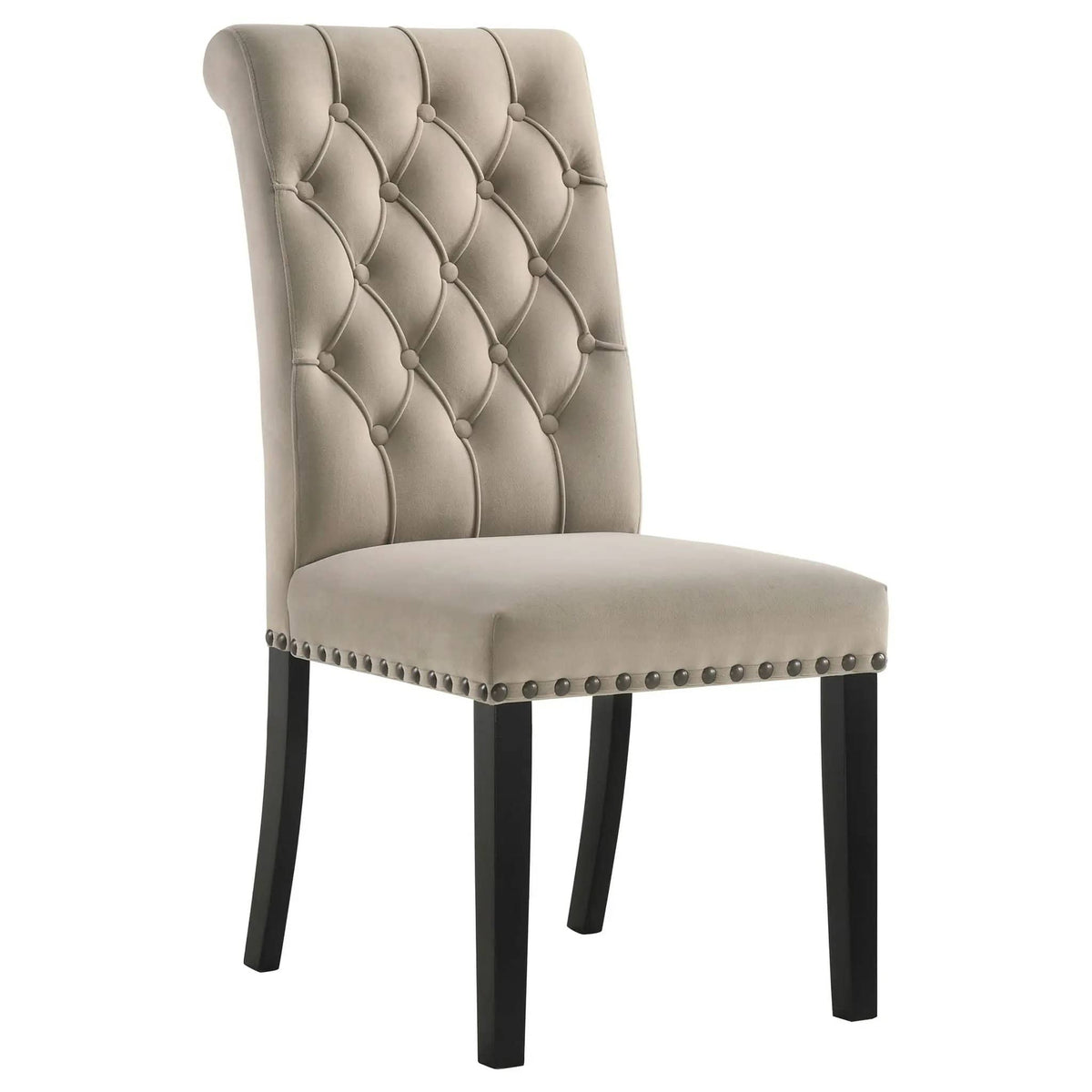 Alana Velvet Upholstered Dining Side Chair Sand (Set of 2) | 18 x 27.25 x 41.5 in | Velvet | Dining Room