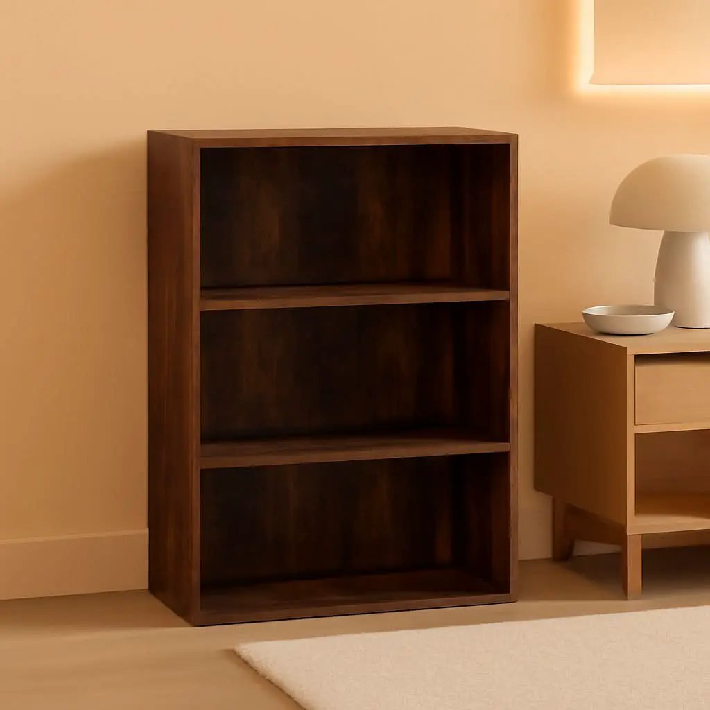 Pasir 3 Tier Open Shelf Bookcase Amber Pine Finish from PriceLows™