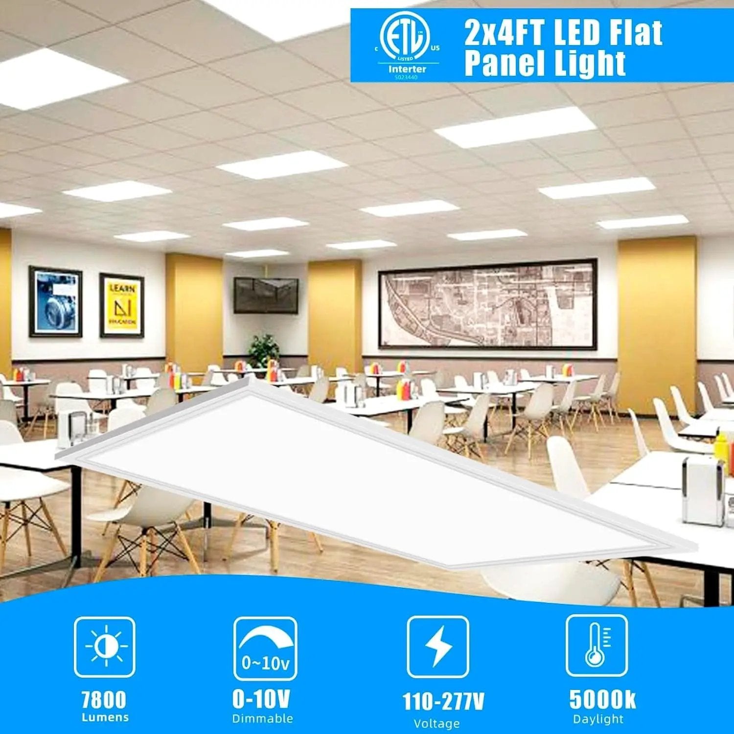 2x4 LED Flat Panel Light 4 Pack Dimmable 7800LM 5000K Ceiling Lighting Commercial Office Ready from PriceLows™