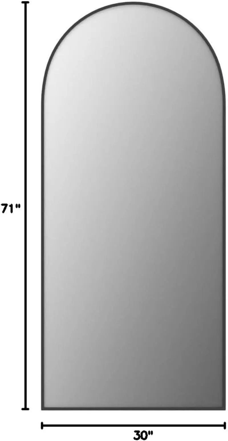 30x71 Inch Arched Full Length Mirror Black Aluminum Frame from PriceLows™