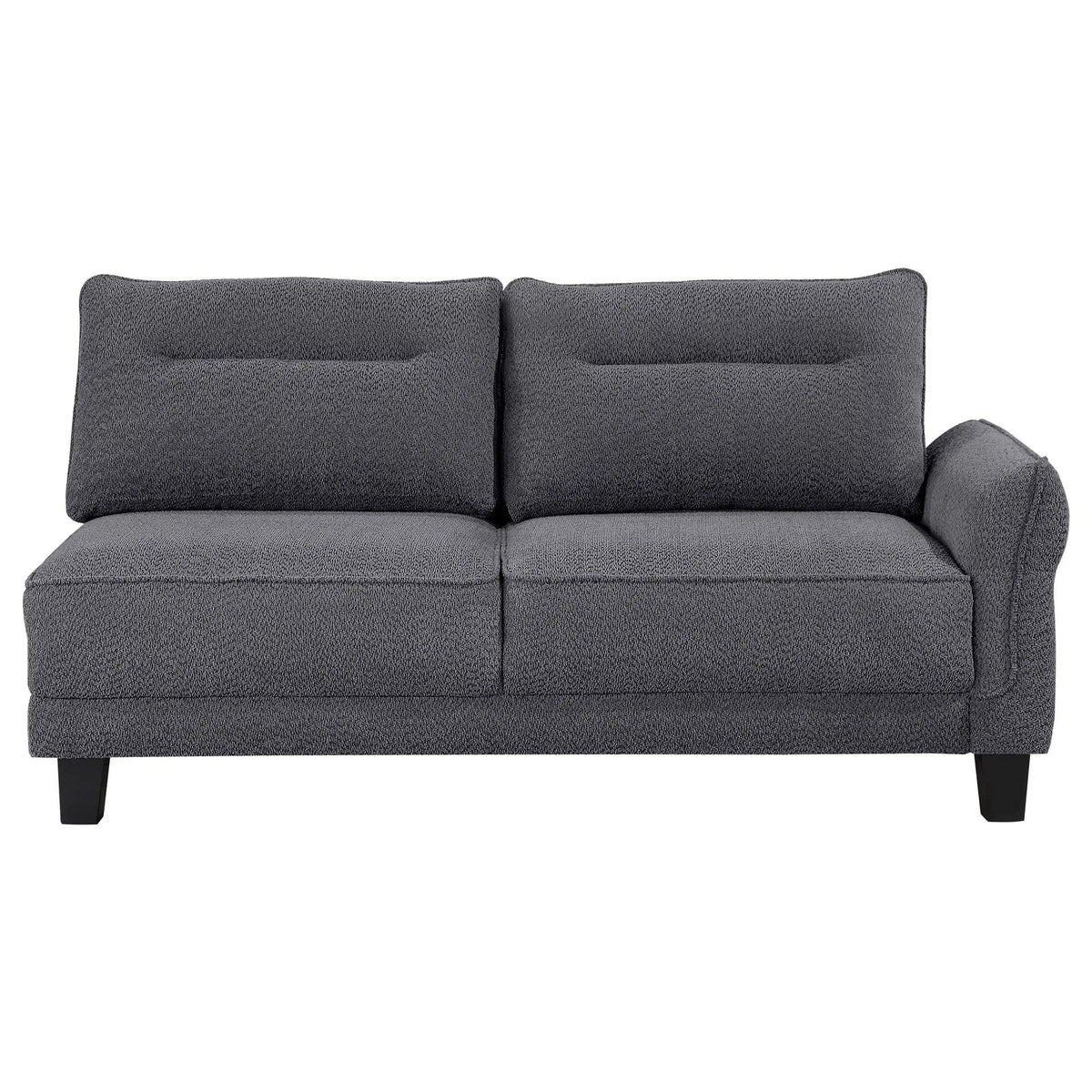 Caspian Upholstered Curved Arm Chaise Sectional Sofa | 109.75 x 67.75 x 36.5 in | Solid Wood & Boucle | Grey