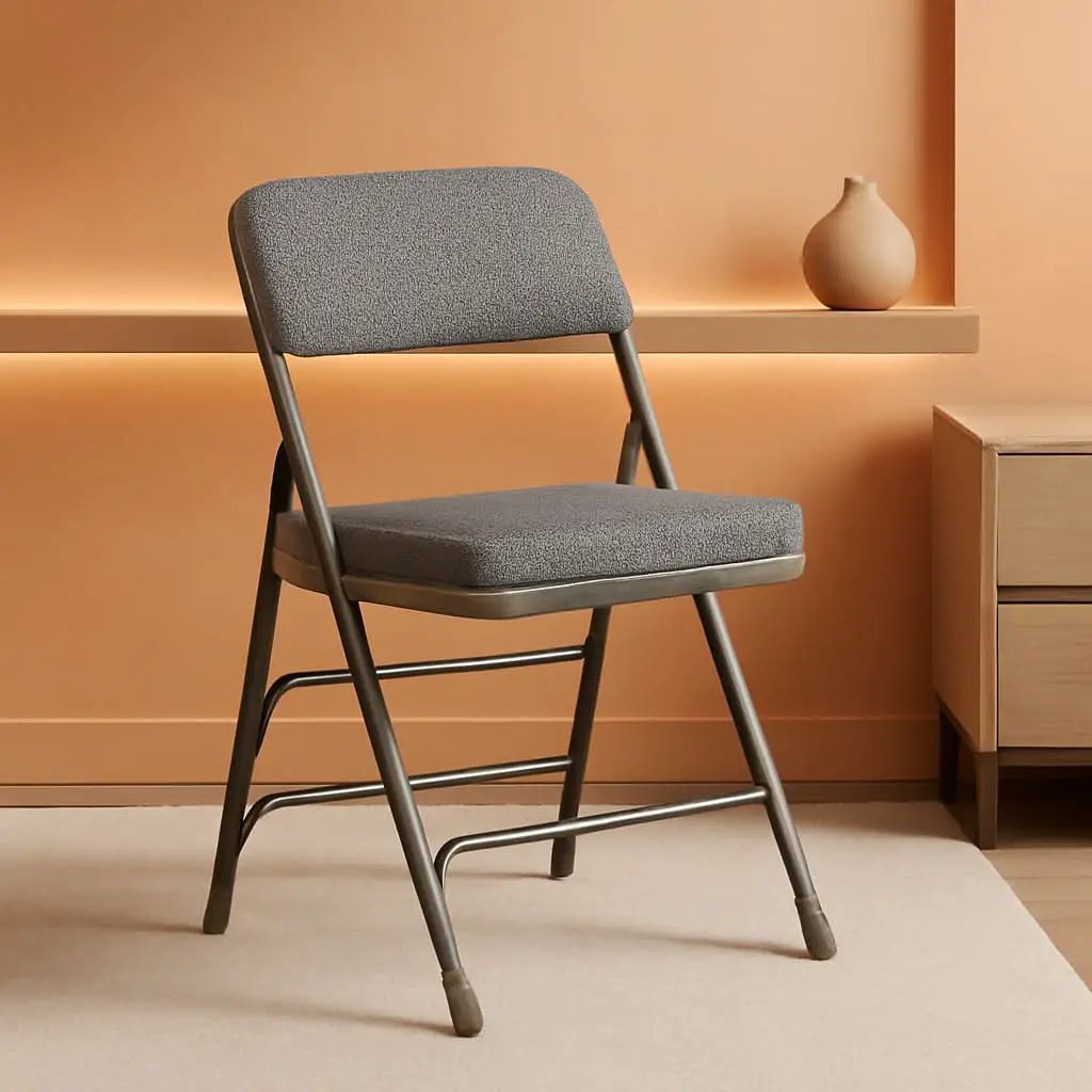 Gray Metal Folding Event Chairs With Cushioned Seats Set Of 2 from PriceLows™