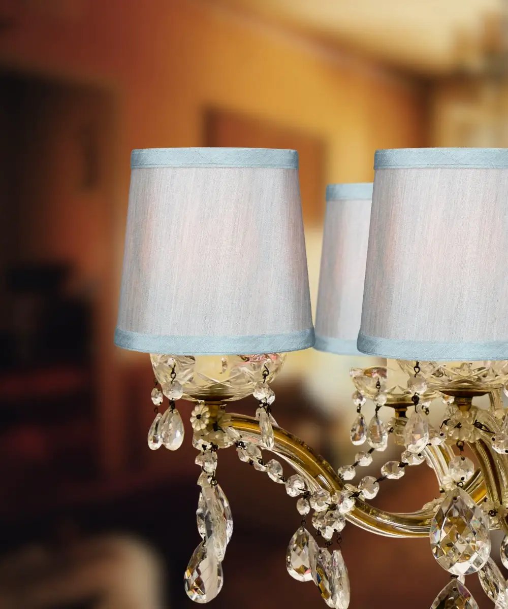 Drum Chandelier Lamp Shades | Gray | 6 By 5 Inch | Set Of 6