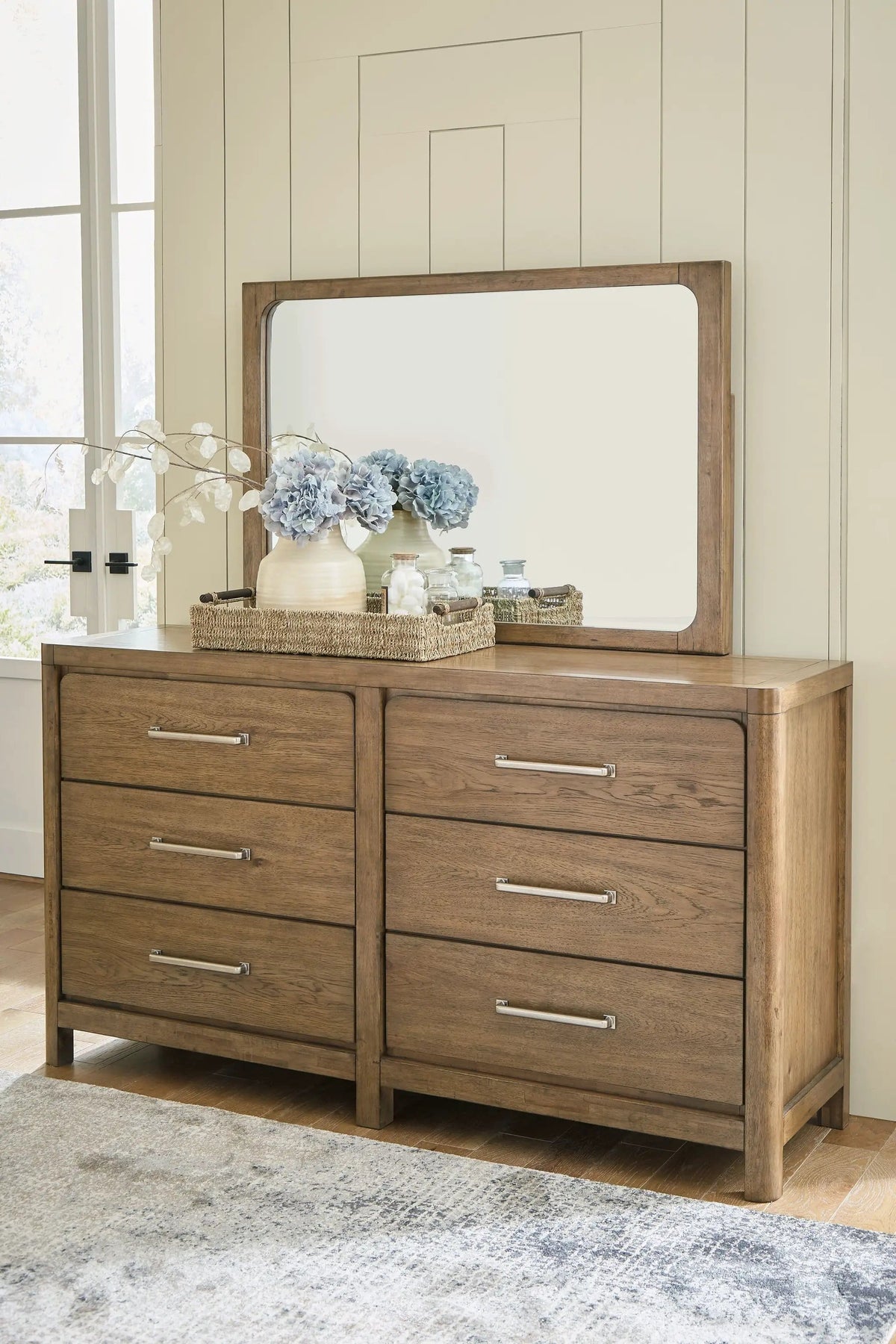 Cabalynn Dresser And Mirror | Dresser & Mirror | Mdf & Veneer | Light Brown