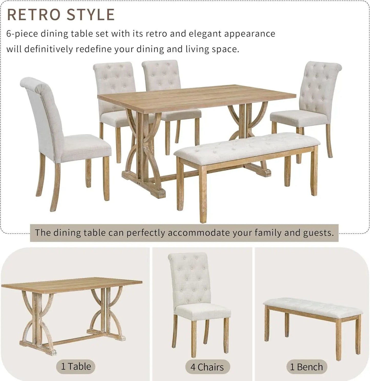 Industrial Solid Wood Rectangular Dining Table Set from PriceLows™