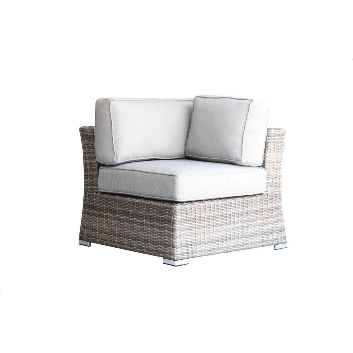 4 Person Patio Seating Set With Cushions, All Weather - | 2 Piece Outdoor Set | Wicker & Glass | Gray